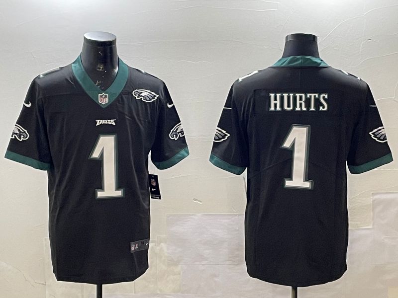 Men Philadelphia Eagles #1 Hurts Black 2025 Nike Vapor Limited NFL Jersey style 4->philadelphia eagles->NFL Jersey
